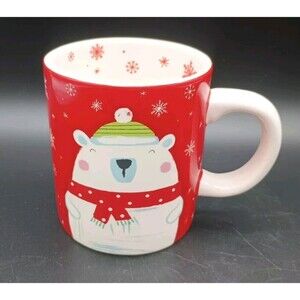 Sur La Table Coffee Cup Mug Winter Polar Bear Ski Christmas Holiday Snowflakes